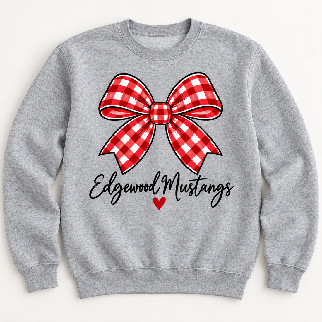 Edgewood Mustangs Bow Crewneck in Sport Gray
