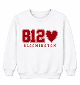 812 Bloomington Heart Youth Crewneck in White
