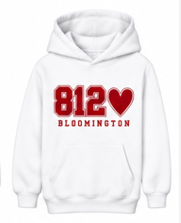 812 Bloomington Heart Youth Hoodie in White