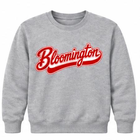 Bloomington Script Youth Crewneck in Heather Gray