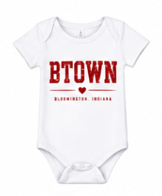 B-Town Heart Short Sleeve Baby Onesie in White