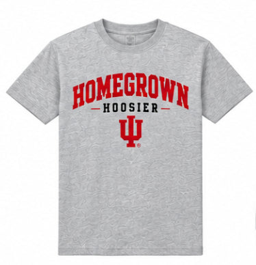 Homegrown Hoosier Block IU Tee in Heather Gray