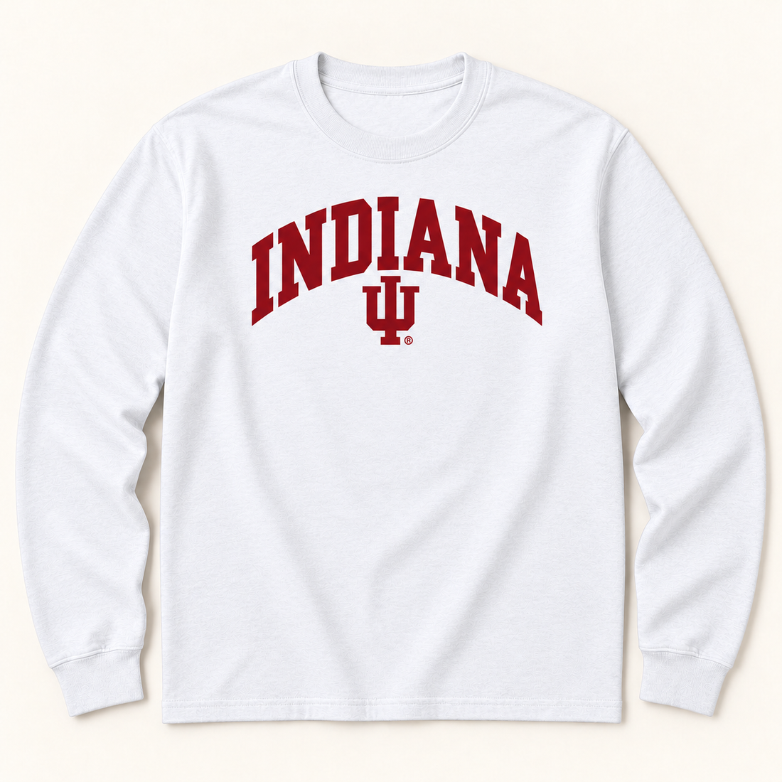 arched indiana iu White Long Sleeve garment mockup
