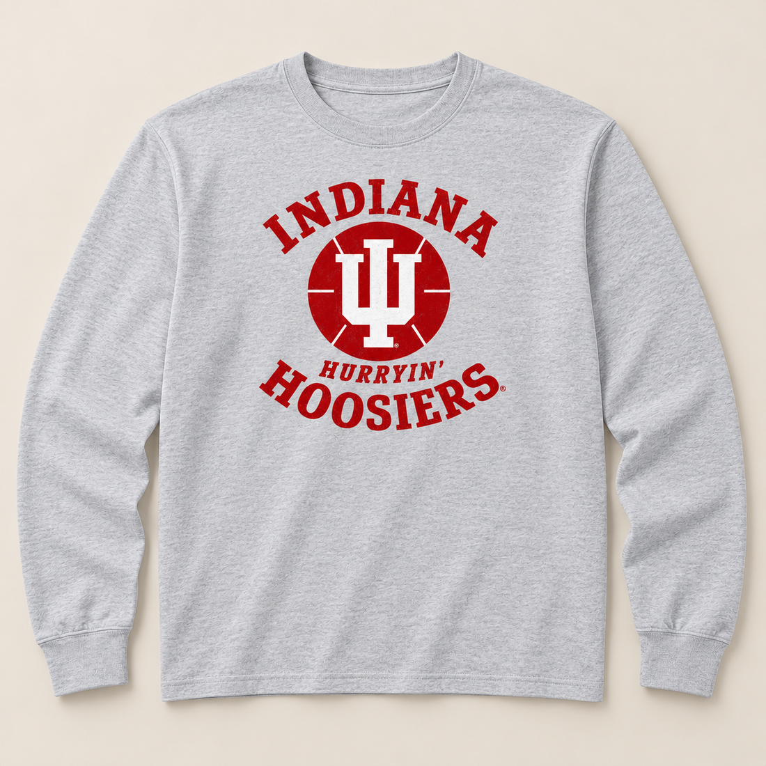 Hurryin Hoosiers Sport Gray Long Sleeve garment mockup