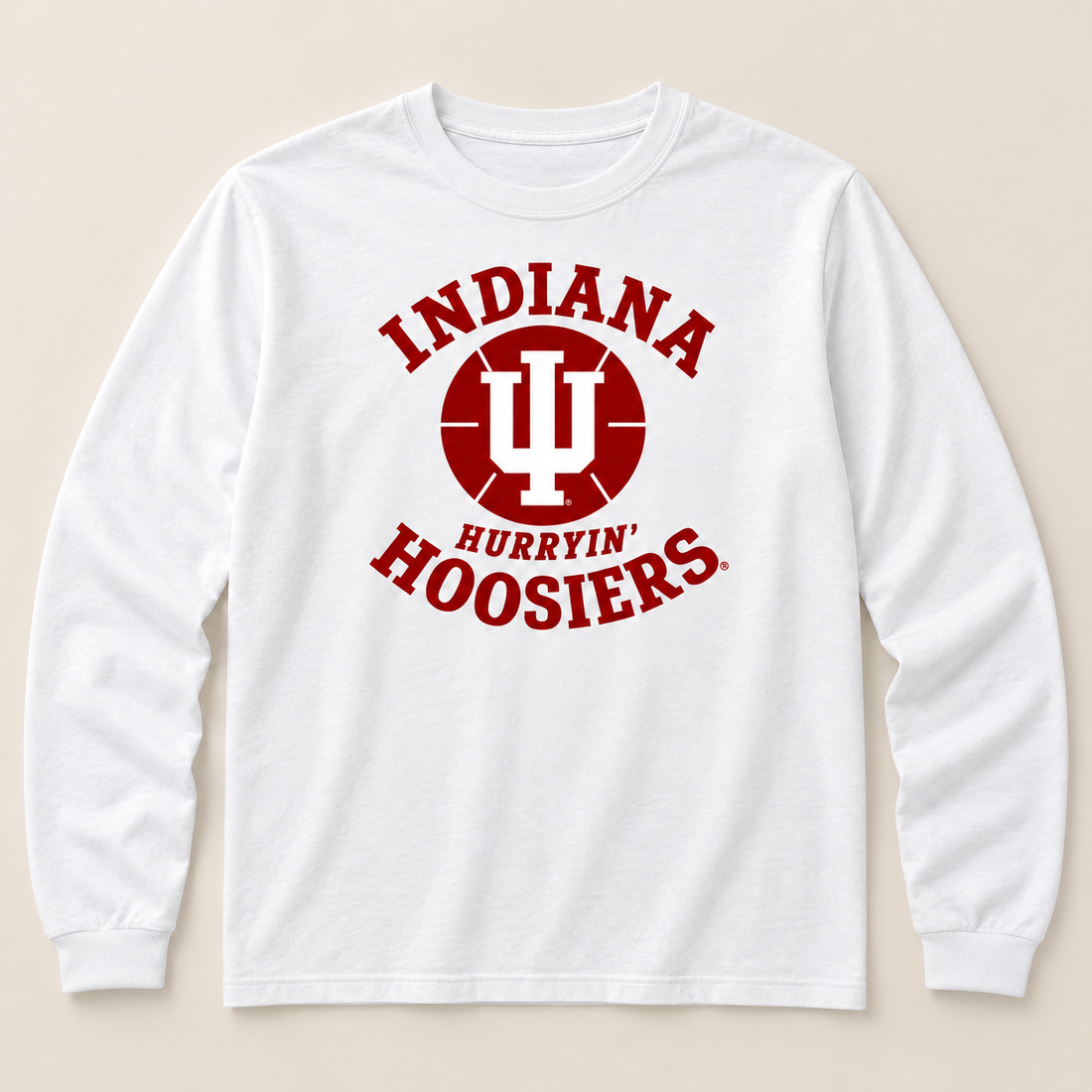 Hurryin Hoosiers White Long Sleeve garment mockup