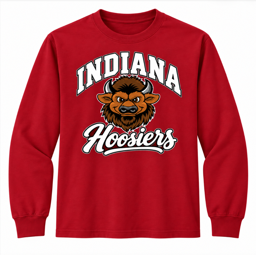 Arched Indiana Hoosiers Big Bison - red long sleevetshirt