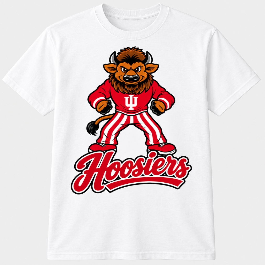 Big Bison on Hoosiers - white short sleeve tshirt