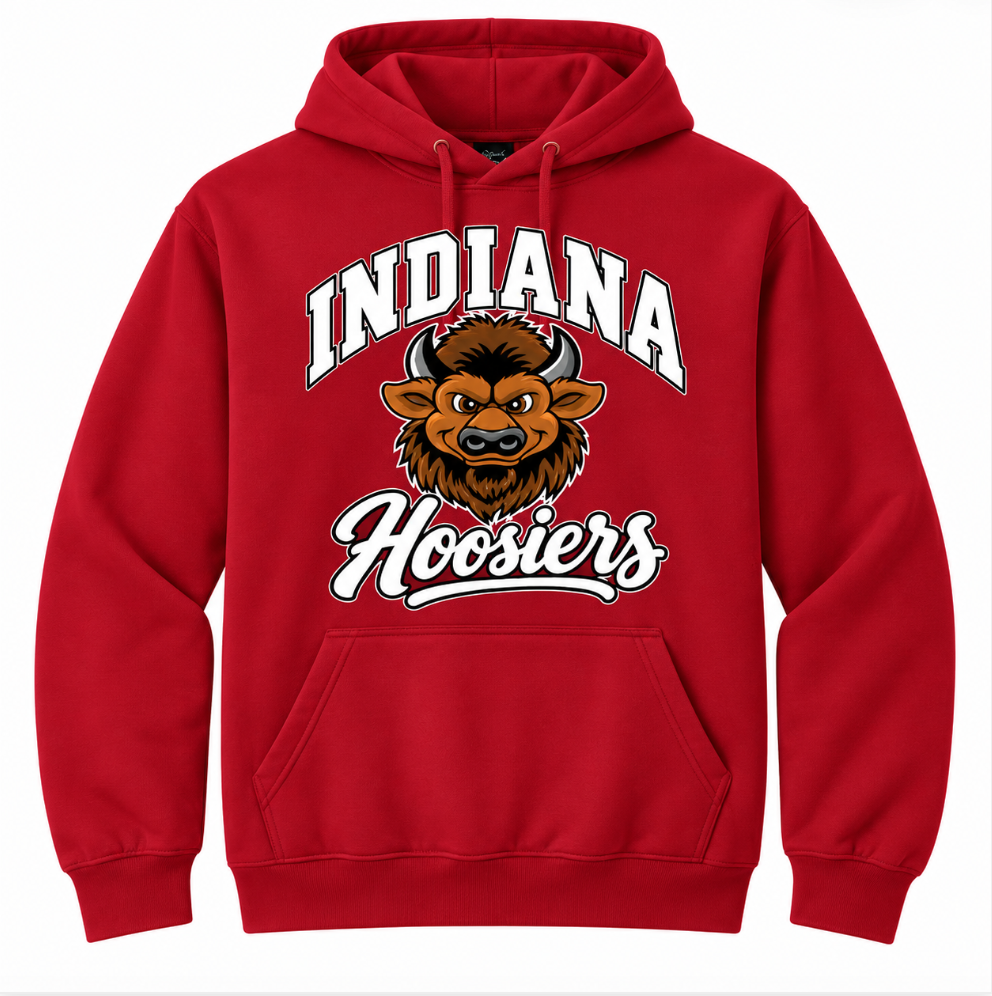 Arched Indiana Hoosiers Big Bison - adult red hoodie