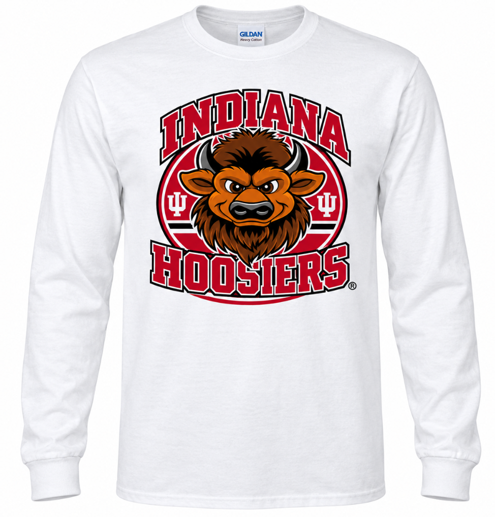 Big Bison Indiana Hoosiers Circle - white long sleeve tshirt