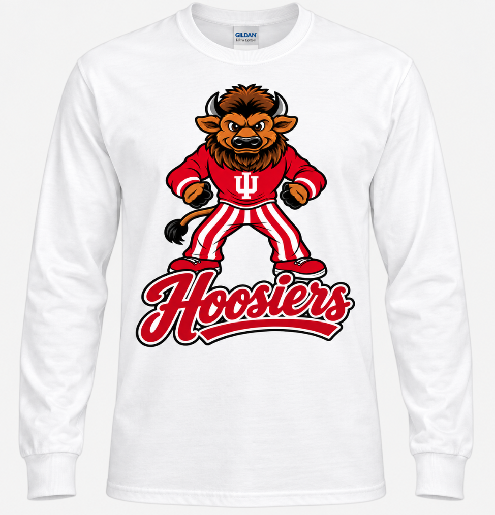 Big Bison on Hoosiers - white long sleeve tshirt