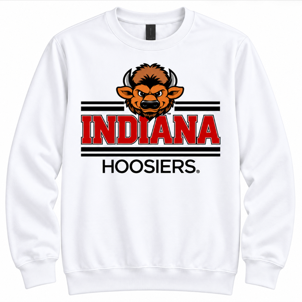 Indiana Hoosier Striped Big Bison - white crew
