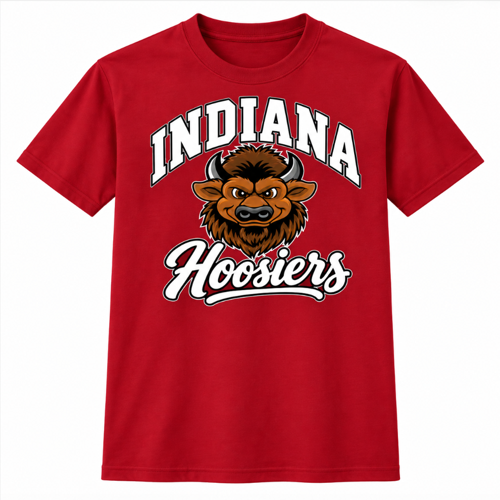 Arched Indiana Hoosiers Big Bison - red short sleeve tshirt