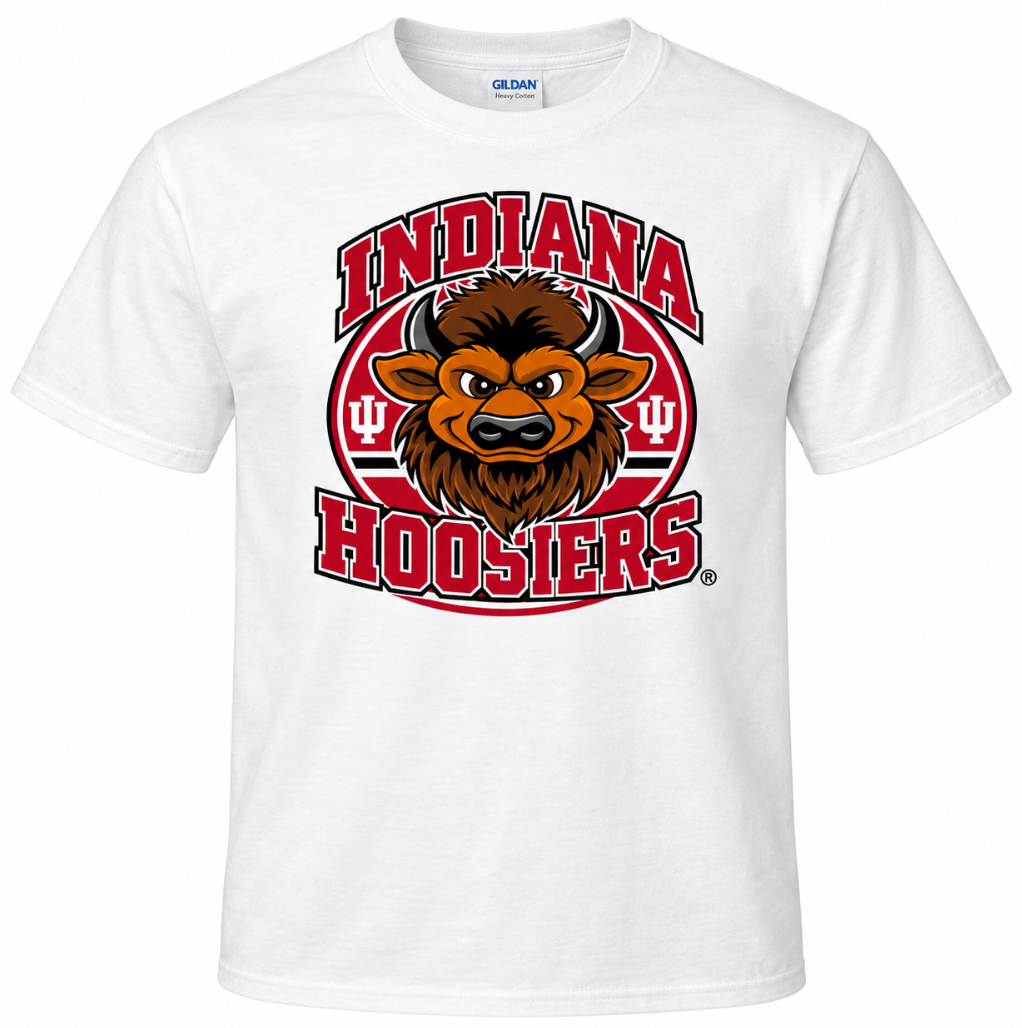 Big Bad Bison Indiana Hoosiers Circle white short sleeve T-shirt