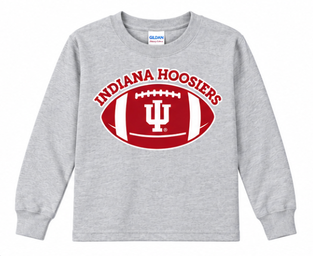 Hoosier Football Youth Long Sleeve T-Shirt in Sport Gray
