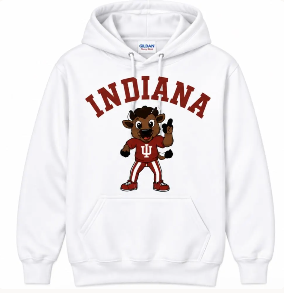 Indiana Bison adult white hoodie
