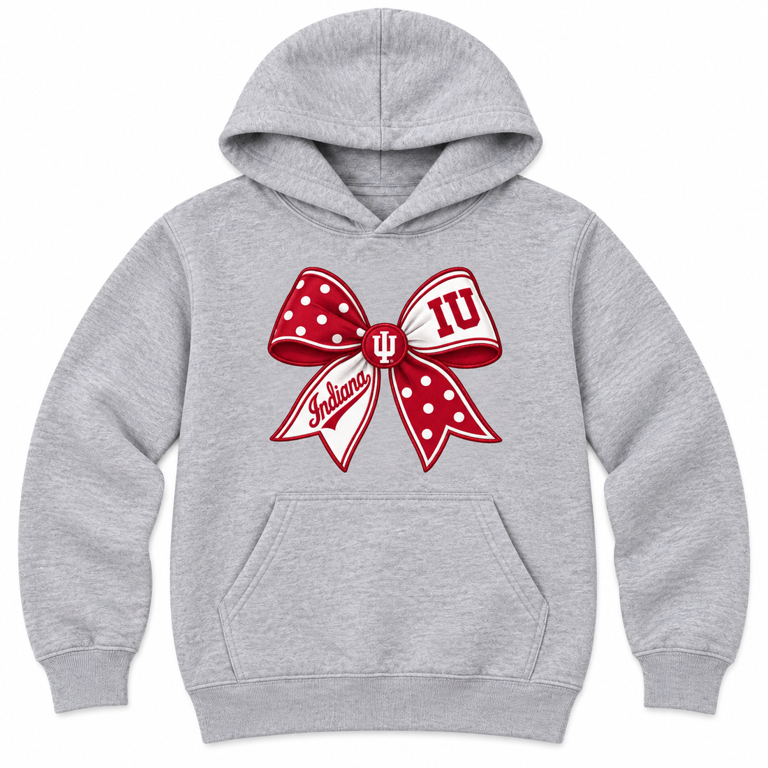 Indiana Bow hoodie flatlay in Sport Gray