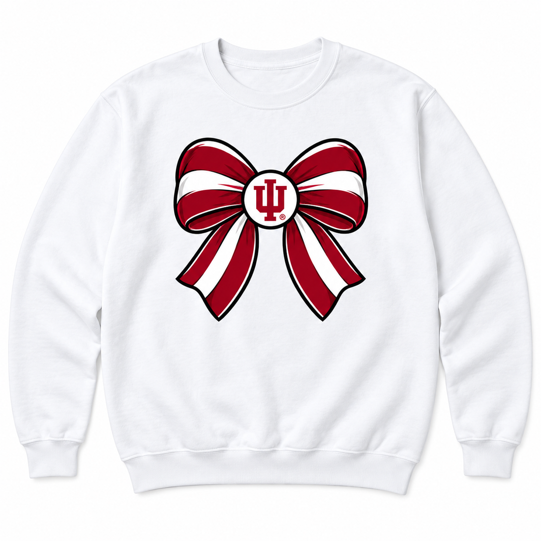 IU Bow crewneck flatlay in White
