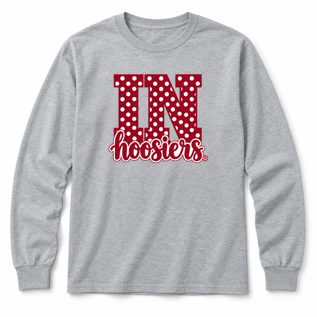IN Polka Dot Hoosiers longsleeve flatlay in Sport Gray