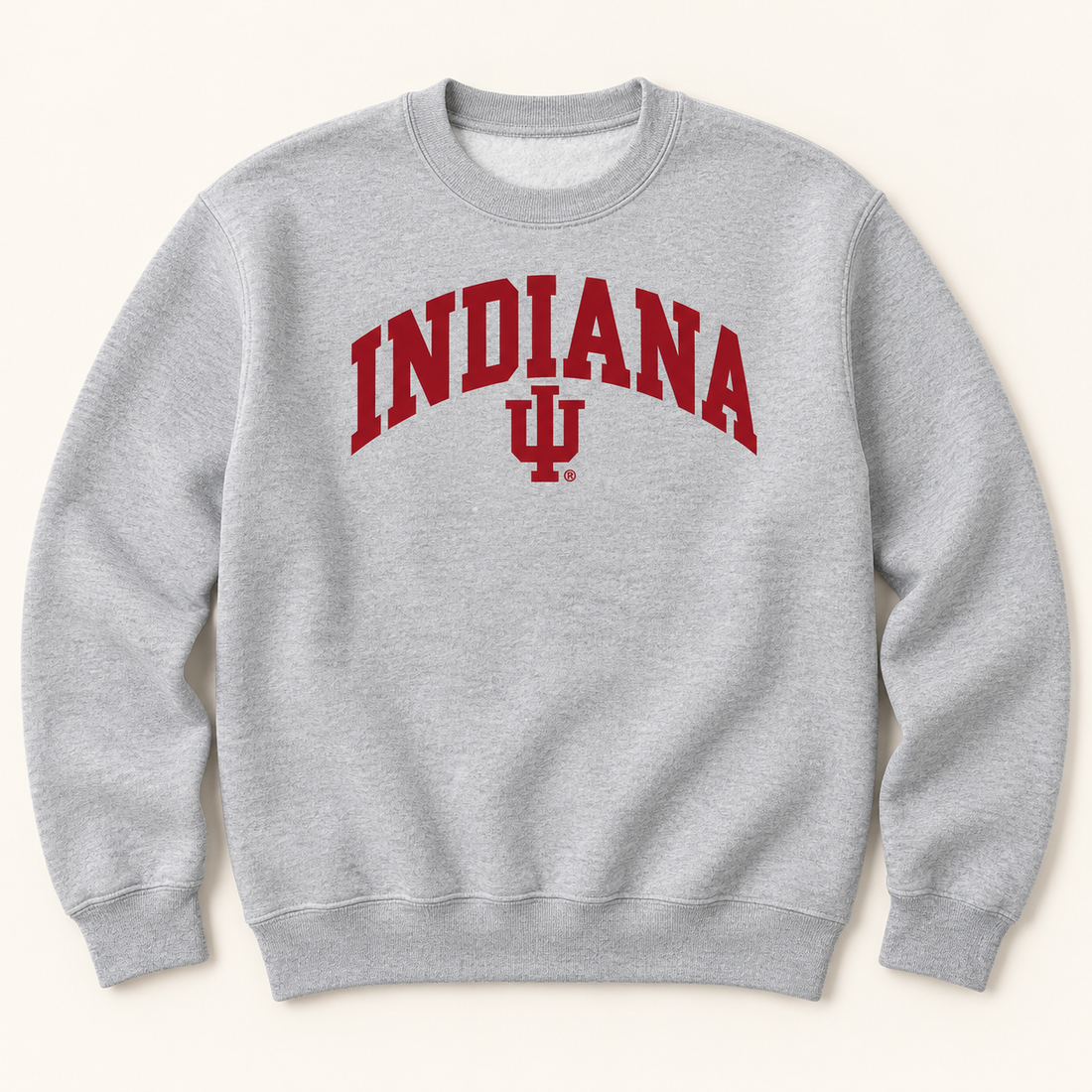arched indiana iu Sport Gray crewneck mockup
