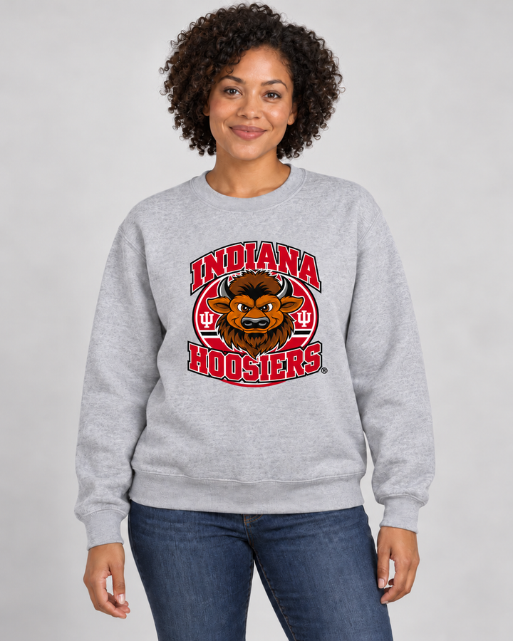 Big Bison Indiana Hoosiers Circle Crewneck