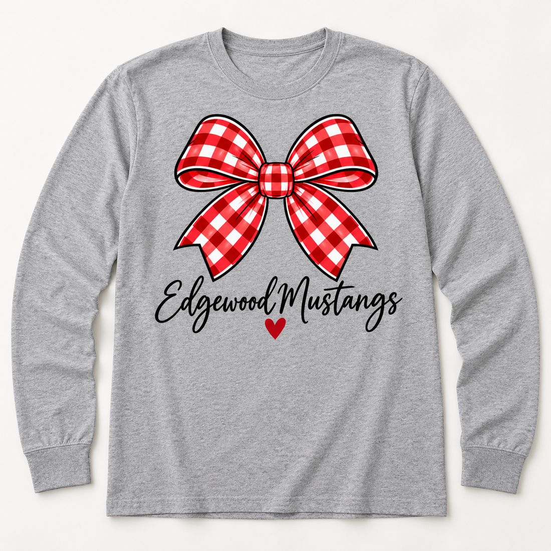 Edgewood Mustangs Bow Long Sleeve T-Shirt in Sport Gray