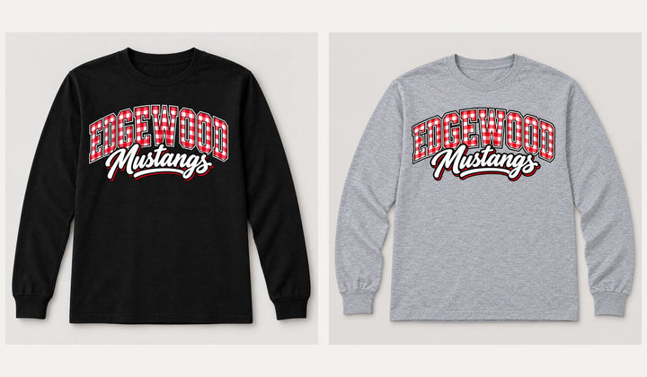 Edgewood Mustangs Gingham Youth Long Sleeve T-Shirt