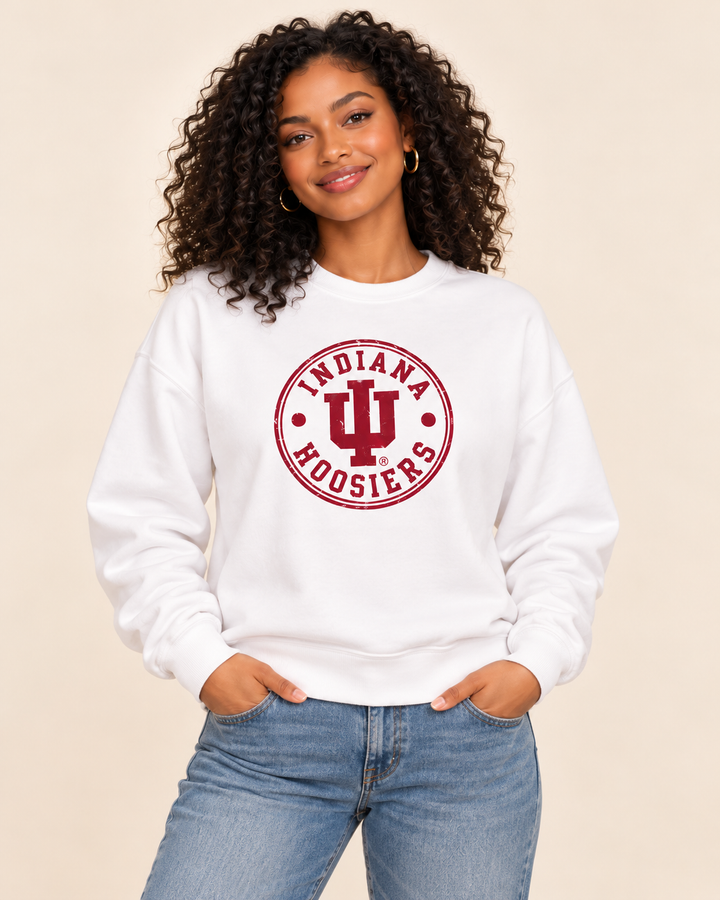 Indiana Hoosiers Distressed Circle Crewneck