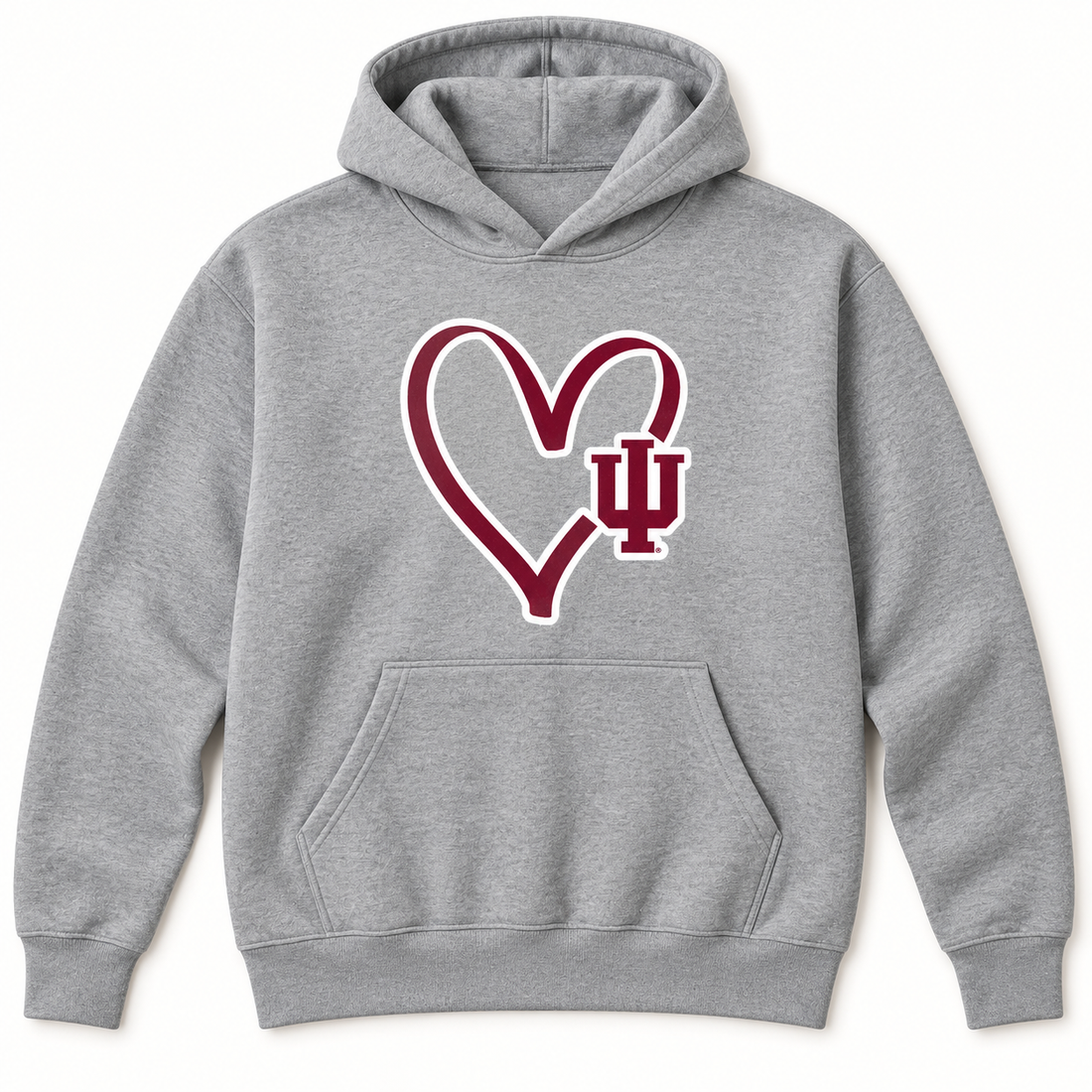 IU Outline Heart Sport Gray hoodie product mockup