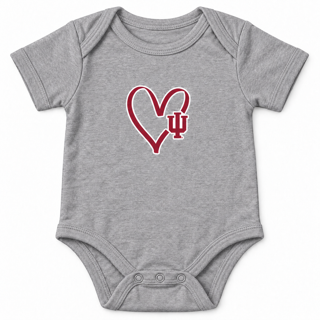 IU Outline Heart design on Sport Gray baby onesie