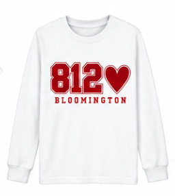 812 Bloomington Heart Youth Long Sleeve T-Shirt in White