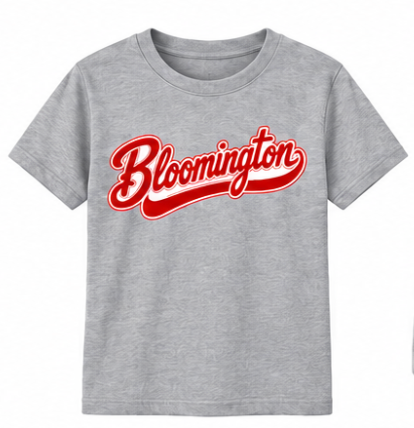 Bloomington Script Youth T-Shirt in Heather Gray