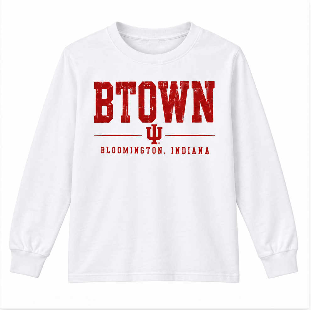 B-Town Classic IU Youth Long Sleeve T-Shirt in White