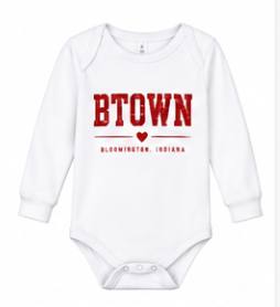 B-Town Heart Long Sleeve Baby Onesie