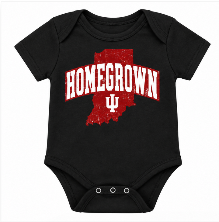 Homegrown Indiana State IU Short Sleeve Baby Onesie
