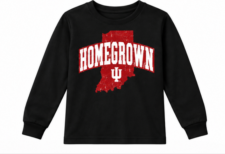 Homegrown Indiana State IU Youth Long Sleeve T-Shirt