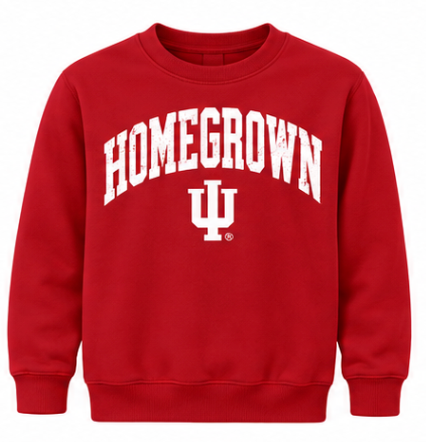 Homegrown Distressed IU Youth Crewneck