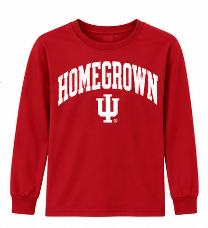 Homegrown Distressed IU Youth Long Sleeve T-Shirt