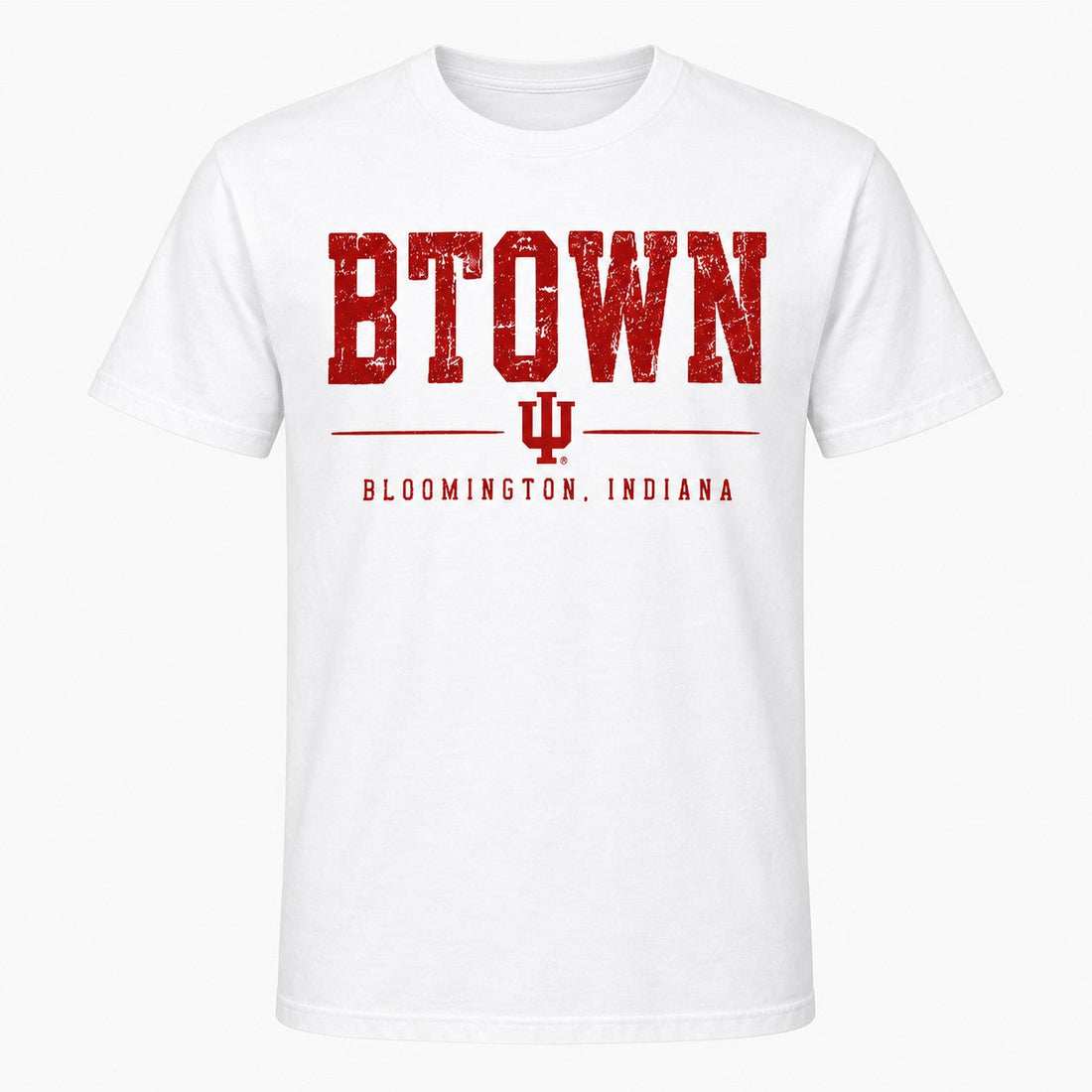 B-Town Classic IU Tee in White — Distressed artwork