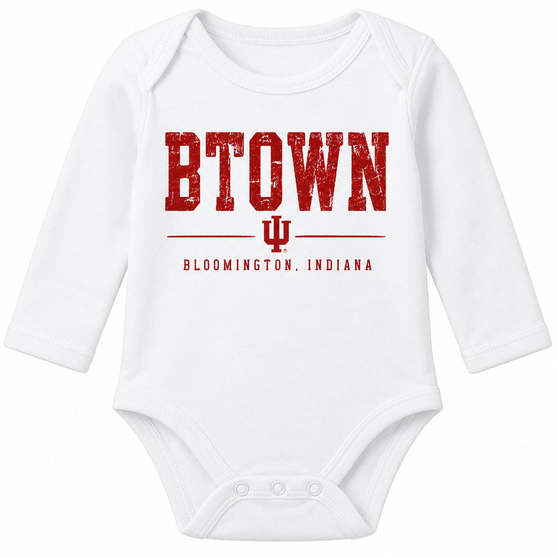 B-Town Classic IU Long Sleeve Baby Onesie in White