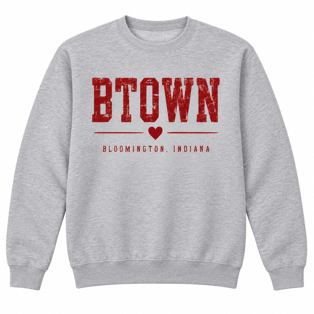 B-Town Heart Crewneck in Heather Gray
