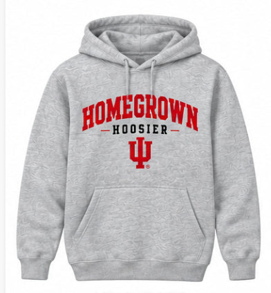 Homegrown Hoosier Block IU Hoodie in Heather Gray