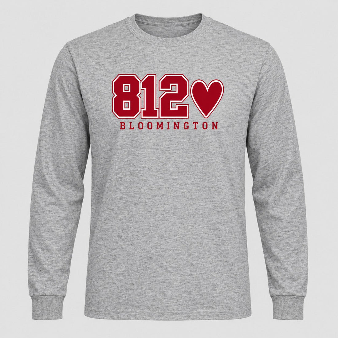 812 Bloomington Heart Long Sleeve Tee in Heather Gray