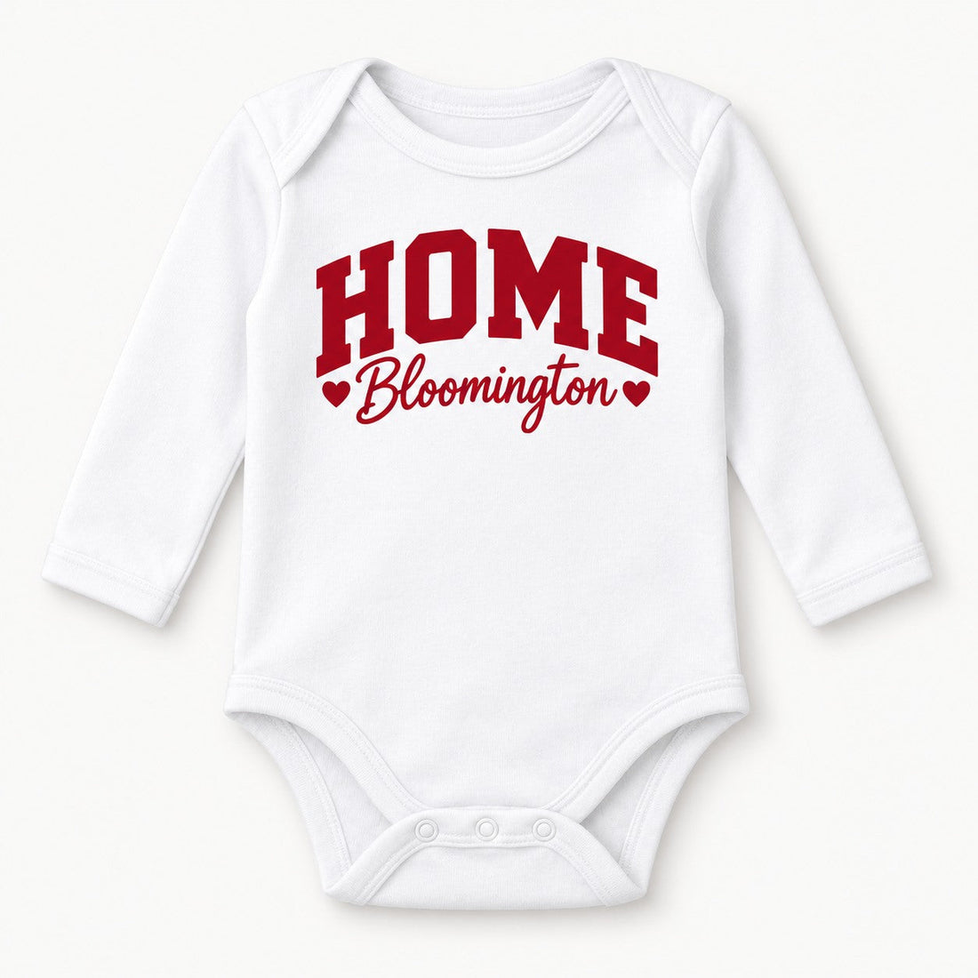 Home Bloomington Long Sleeve Baby Onesie in White