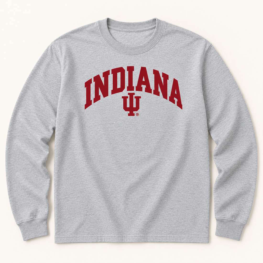 arched indiana iu Sport Gray Long Sleeve garment mockup