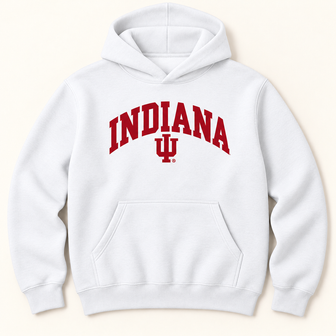 arched indiana iu White Hoodie garment mockup