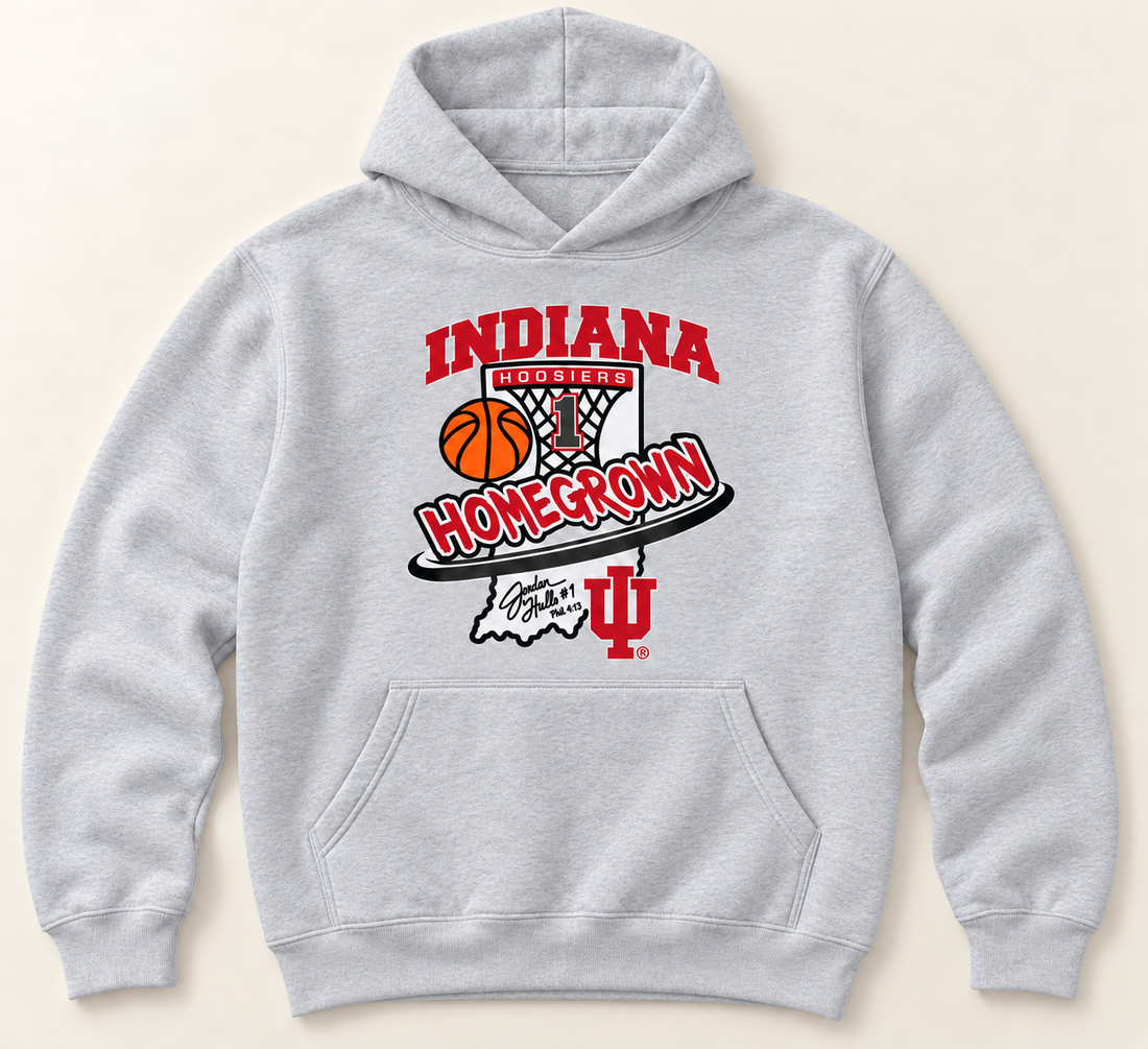 Homegrown Jordan Hulls Sport Gray Hoodie garment mockup