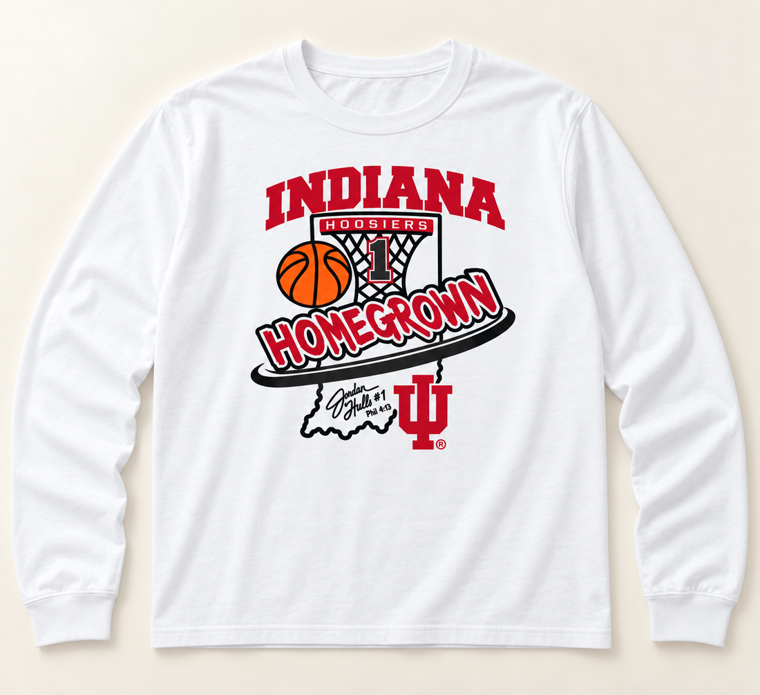 Homegrown Jordan Hulls White Long Sleeve garment mockup