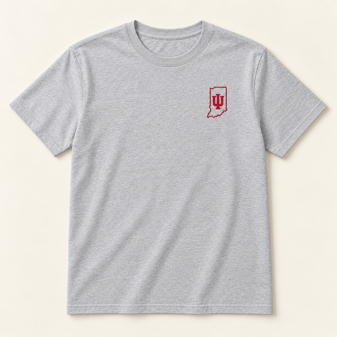 state iu left chest Sport Gray Tee garment mockup