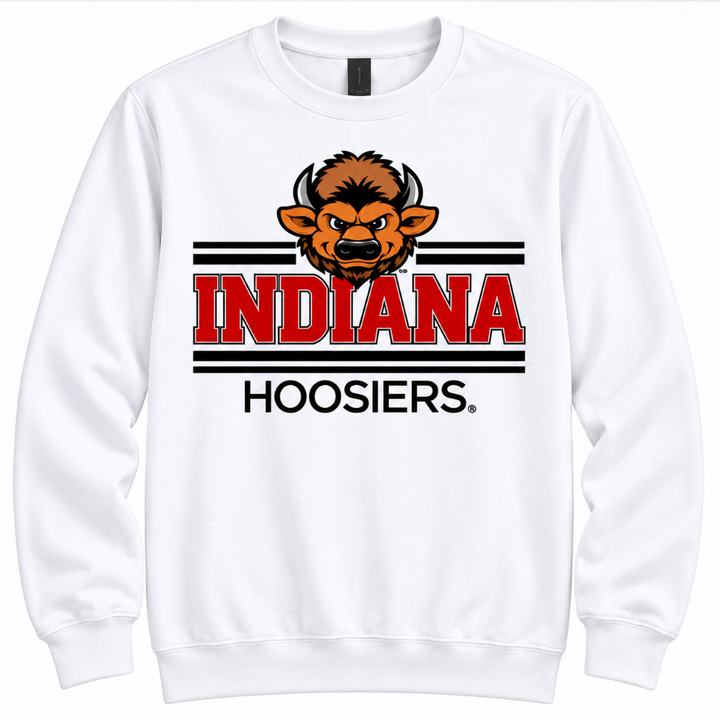 Indiana Hoosier Striped Big Bison Crewneck
