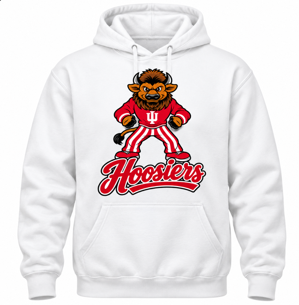 Big Bison on Hoosiers - adult white hoodie